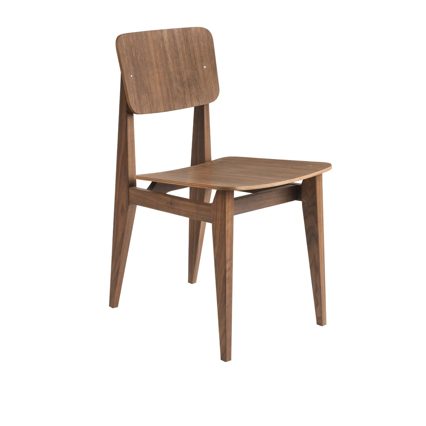Gubi - C-Chair Dining Chair Veneer, Un-upholstered, American Walnut Oiled Base - Matstolar - Marcel Gascoin - Träfärgad - Trä