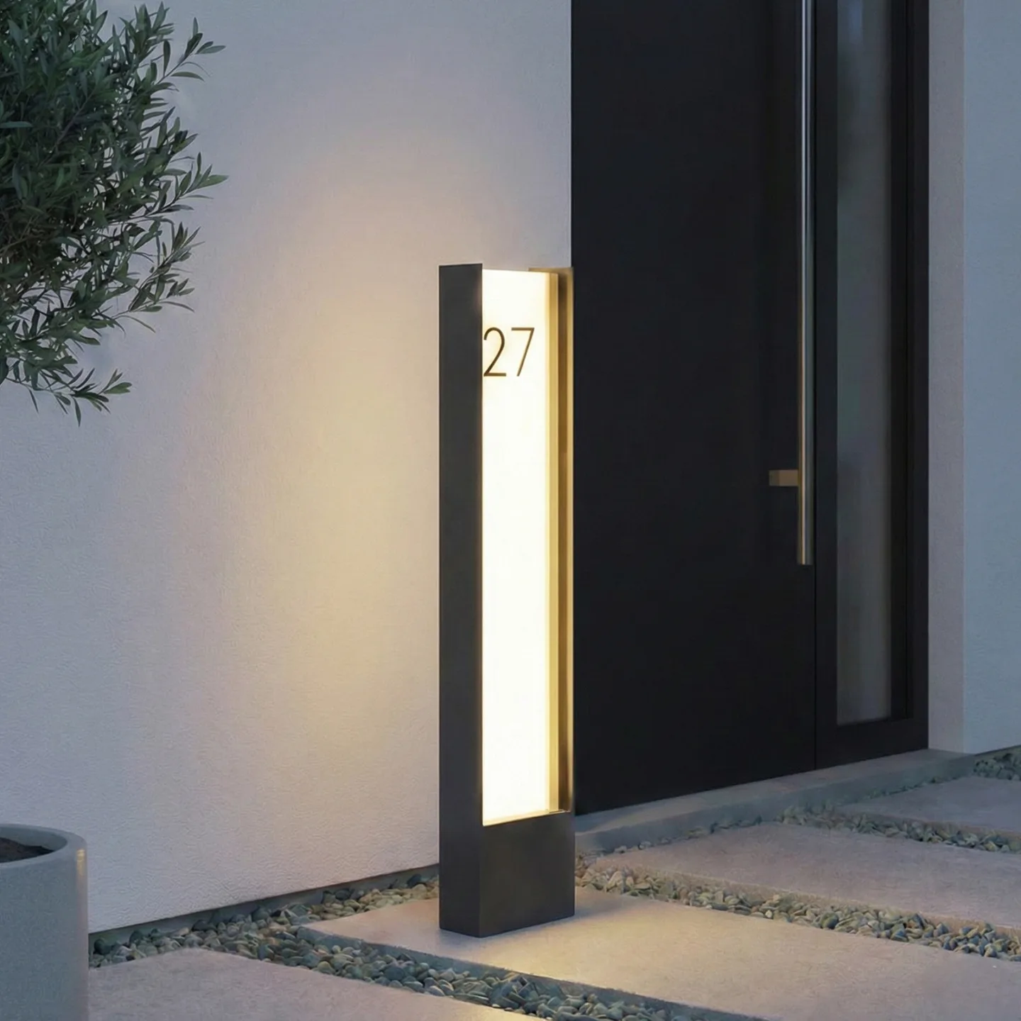 Selqa LED-väglampa, antracit, IP65, husnummer - Lindby - Terrass - Modern - Metall - Vinklad
