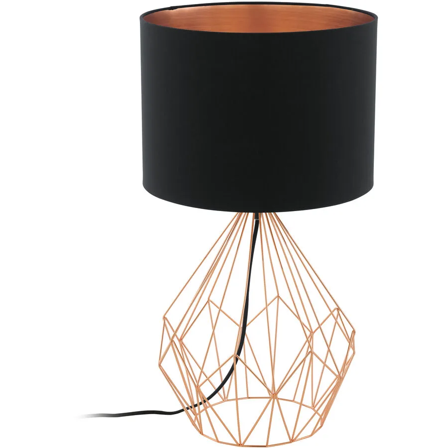 Eglo Tischlampe Pedregal 1 Schwarz Stahl 64.5 cm - Farbe: Kupfer - Material: Stahl/Stoff - LED