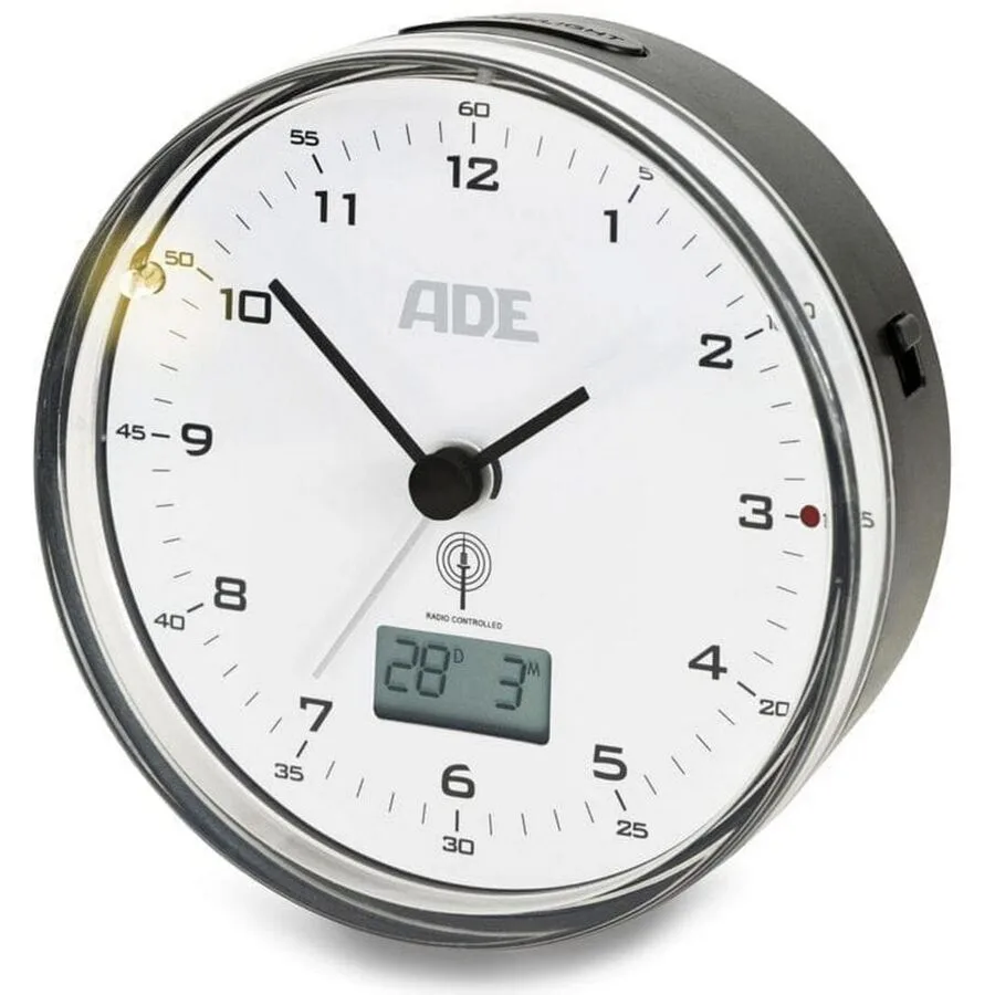 Wecker ADE Schwarz, Weiss ABS B 8.1 cm