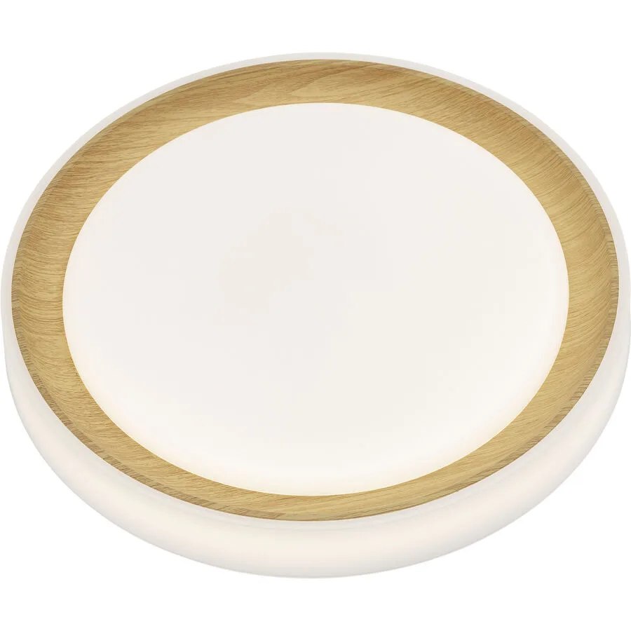 Deckenlampe Birk Kunststoff weiss Ø 40cm 24W LED - Farbe: weiss/holzfarbig - LED - Lichtfarbe: Extra warmweiss - Helles Neutralweiss - Deckenlampe-