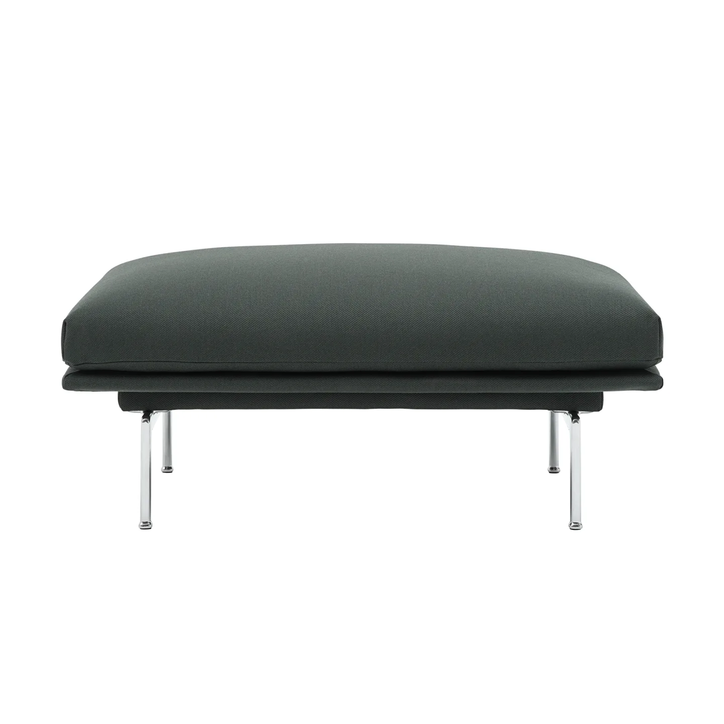 Muuto - Outline Pouf / Polished Aluminium Base Twill Weave 990 - Fotpallar - Anderssen & Voll - Metall/Textilmaterial