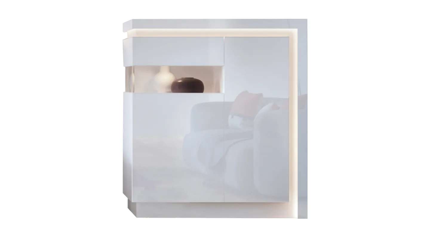 Highboard mit Beleuchtung weiß Hochglanz 108 cm - LYON