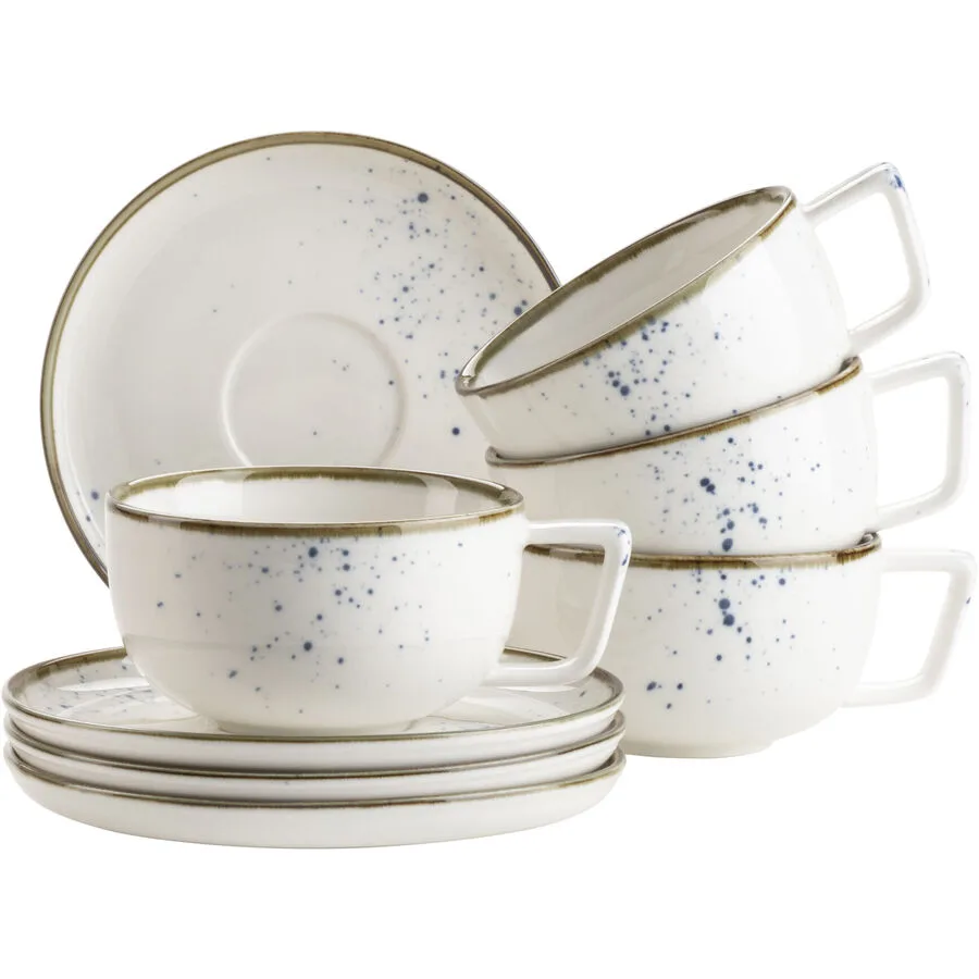 MÄSER Kaffeetassen-Set Pintar weiss/blau Porzellan