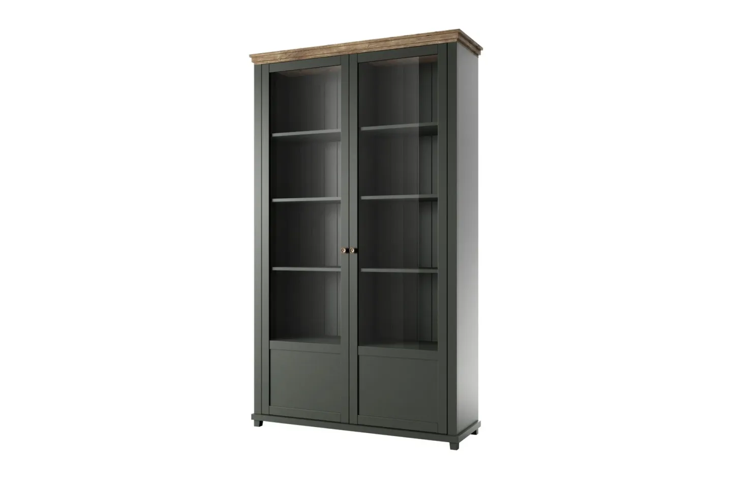 Ivreri Vitrinskåp 42 cm djup 126 cm bred 200 cm hög Mörkt Trä - Khaki/Natur