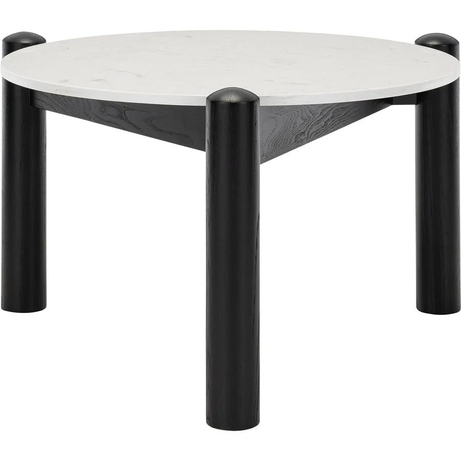 Salontisch Lima weiss, schwarz Schiefer, Esche B 69 T 69 cm