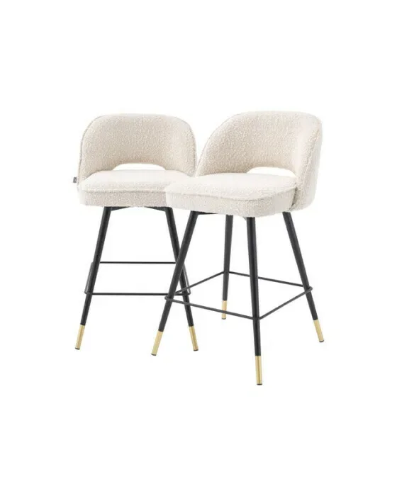 Cliff Bar Stool Bouclé Cream Set of 2