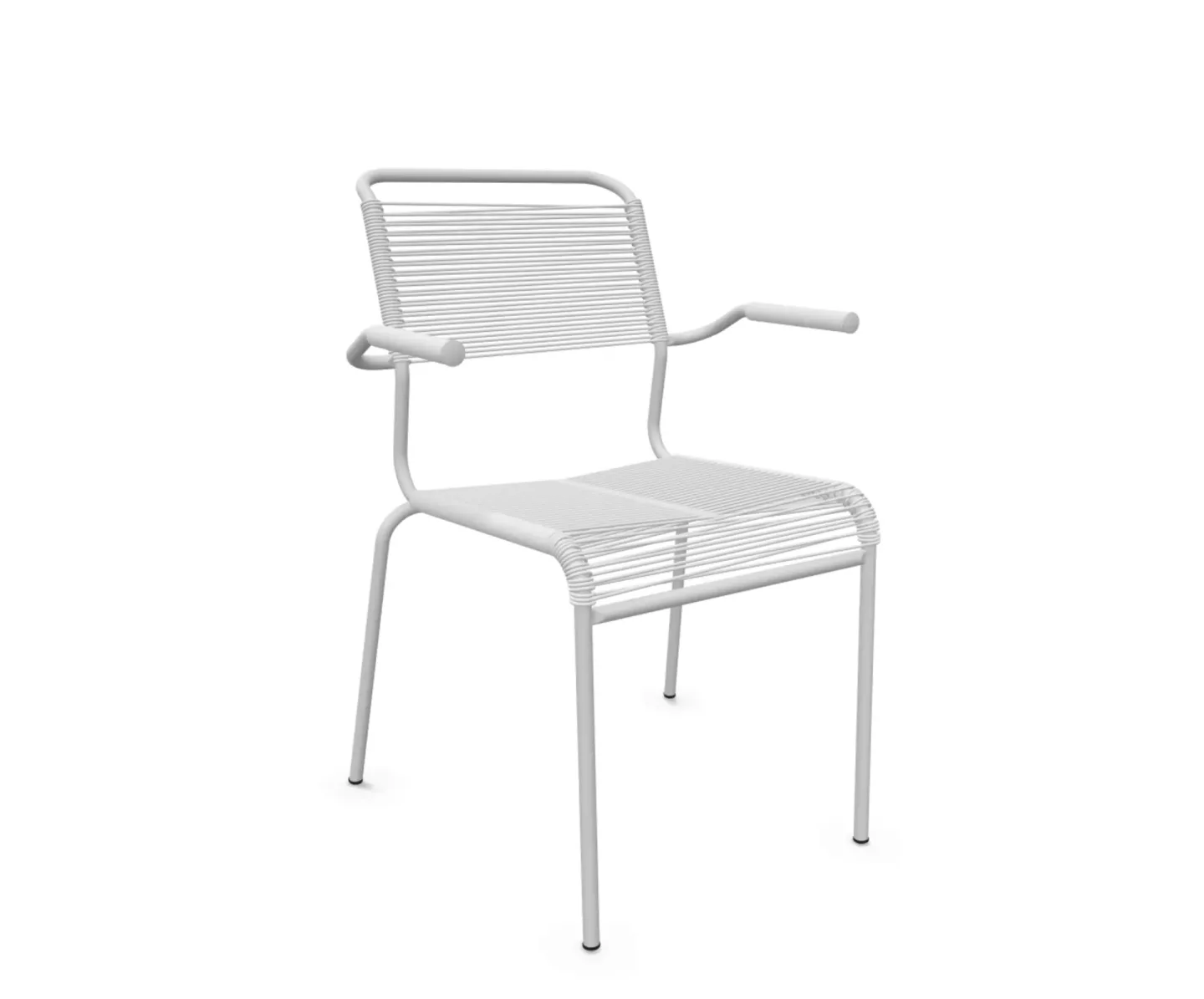 Schaffner Spaghetti-Stuhl Säntis mit Armlehnen Weiss | Schubiger Möbel