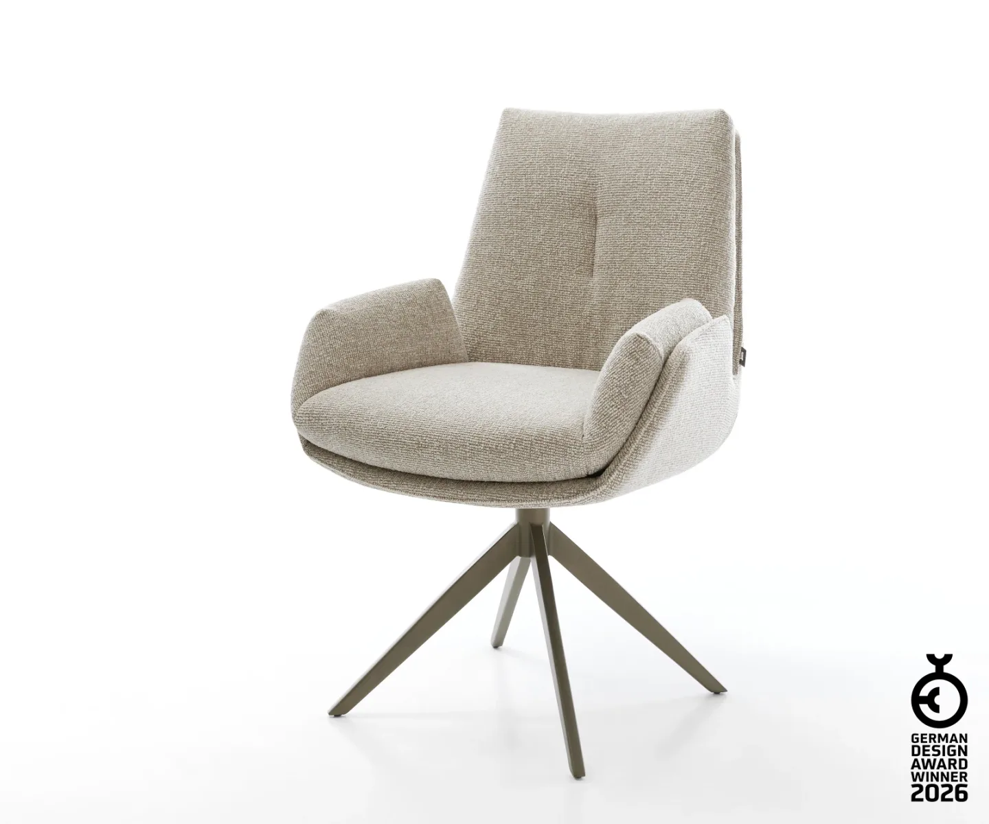Drehstuhl Clea-Flex Webstoff Soft Beige Kreuzgestell breit Effektfinish Titan 360° drehbar Wippfunktion