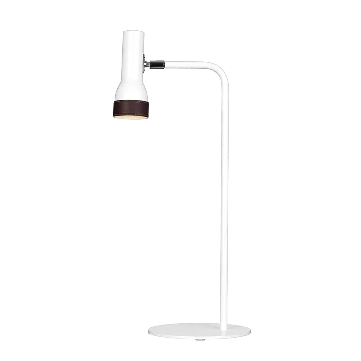 Örsjö Talk Bordslampa Vit struktur/brunt läder