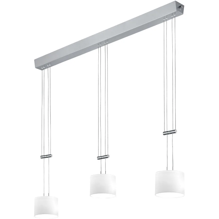 Designer-Pendellampe Bankamp Grazia Nickel matt 3-flammig dimmbar D 22 cm - Farbe: Nickel matt mit Chrom abgesetzt - LED - Lichtfarbe: Extra warmweiss