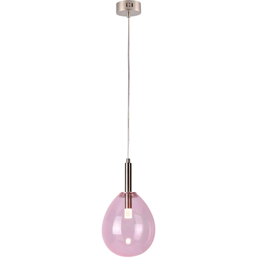 Pendellampe Gabas Rosa/Roségold Glas 18 cm 100 cm - Farbe: Pink/Roségold - LED - Lichtfarbe: Warmweiss - LED Energiesparlampen