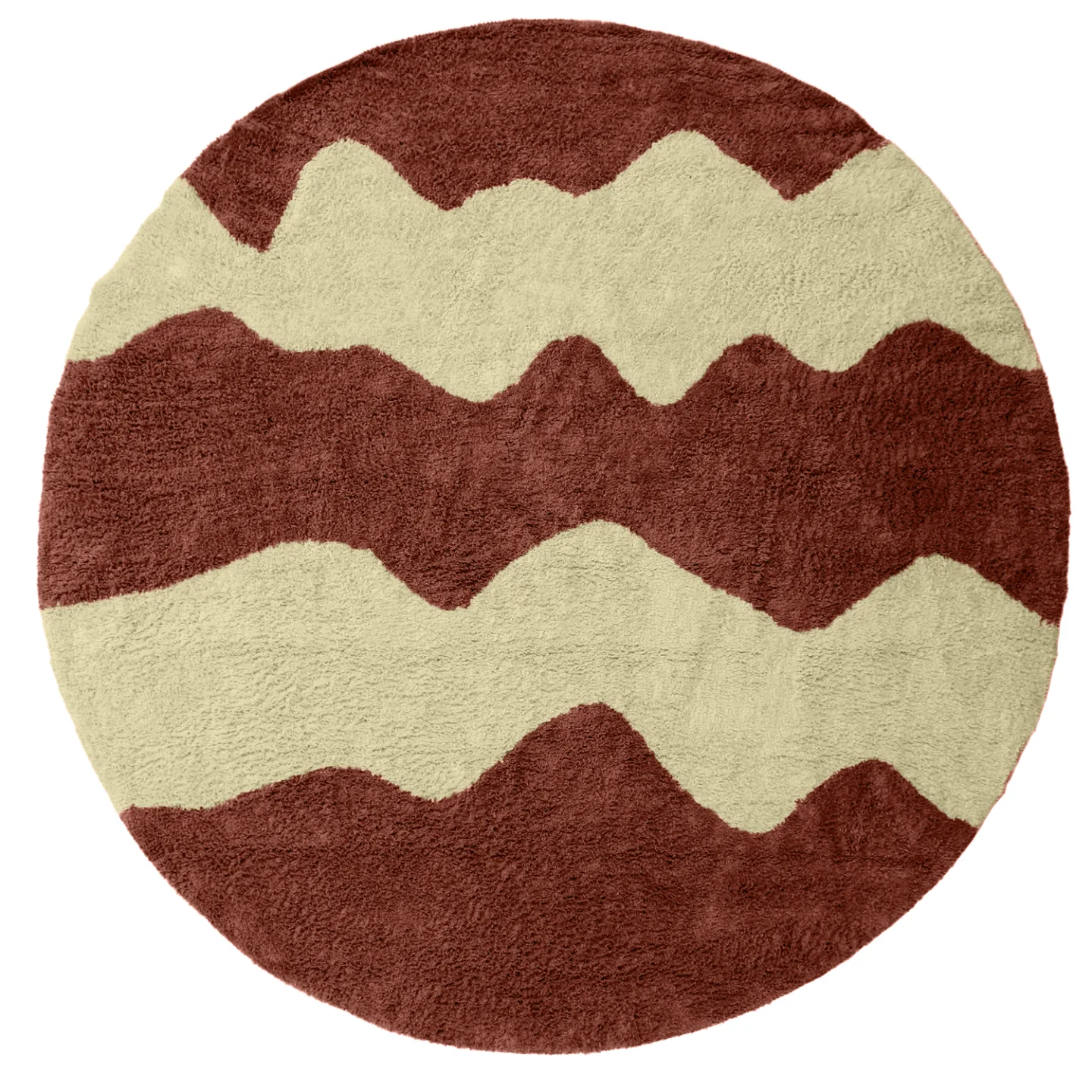 Rundt teppe - Amira Natural Cotton Shaggy (rød/beige) (Størrelse: Ø 200 cm)