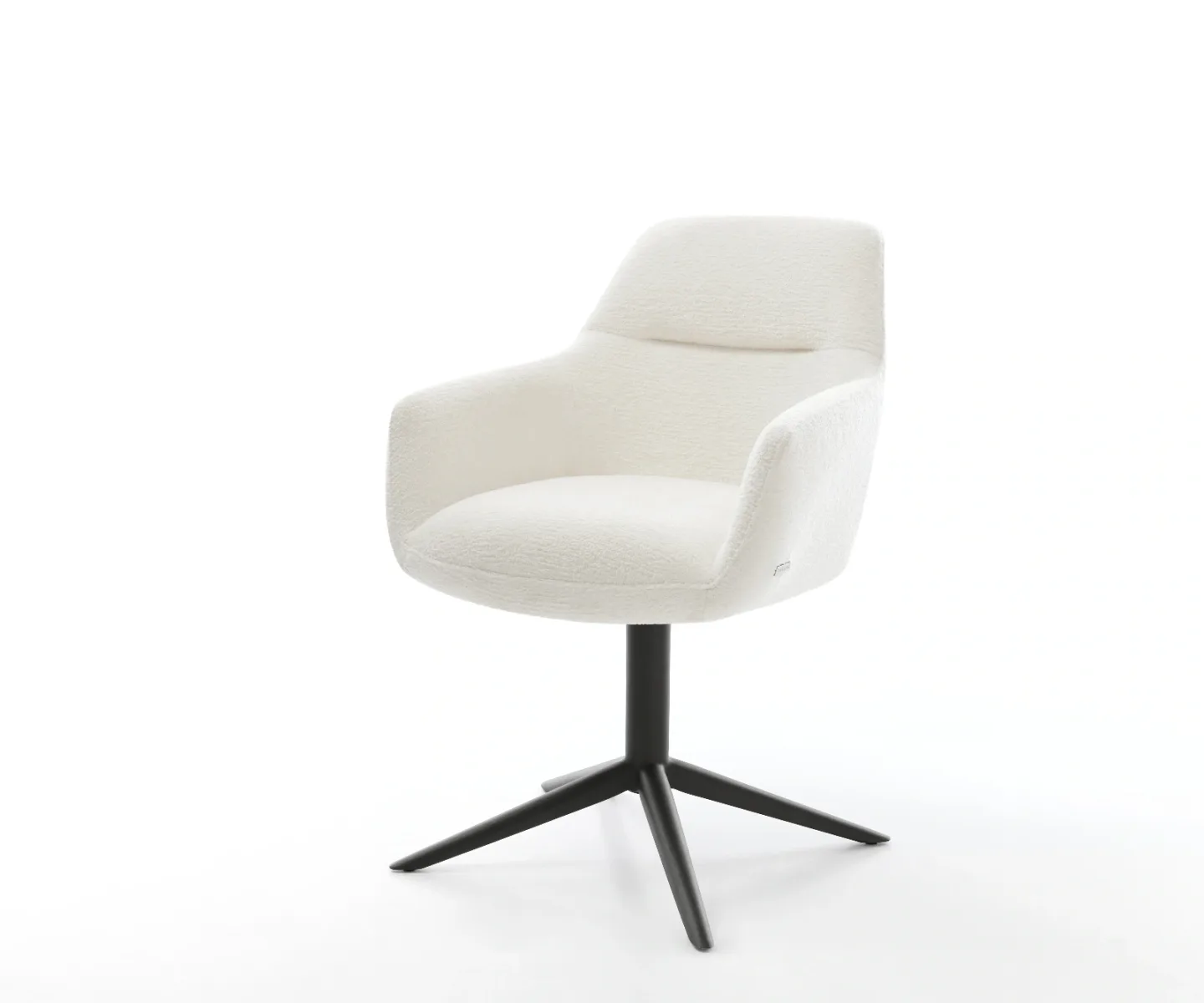 Drehstuhl Pejo-Flex Bouclé Soft Beige Fußkreuz Schwarz 360° drehbar Wippfunktion Taschenfederkern