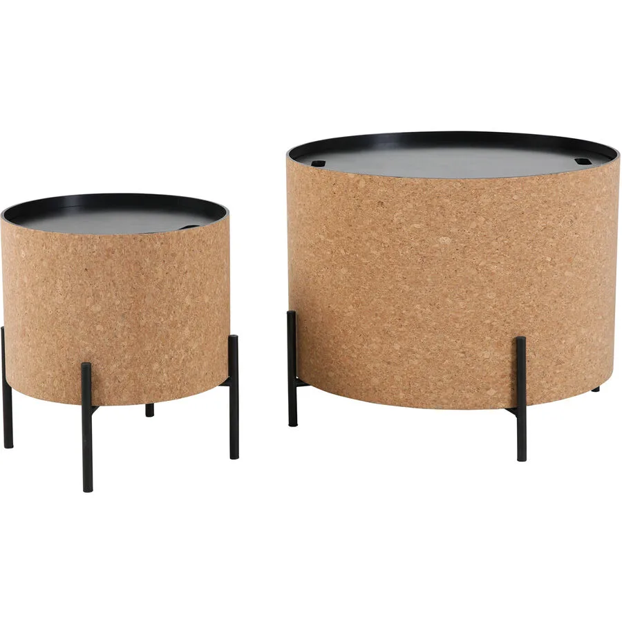 Salontisch Ruggero natur/schwarz MDF, Kork B 63 T 63 cm