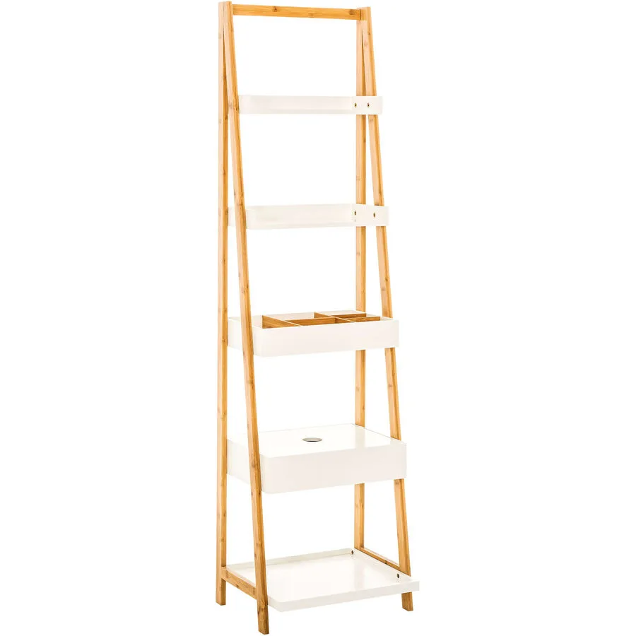 Regal Liana weiss, natur Holzwerkstoff, Bambus B 41.5 H 156 cm