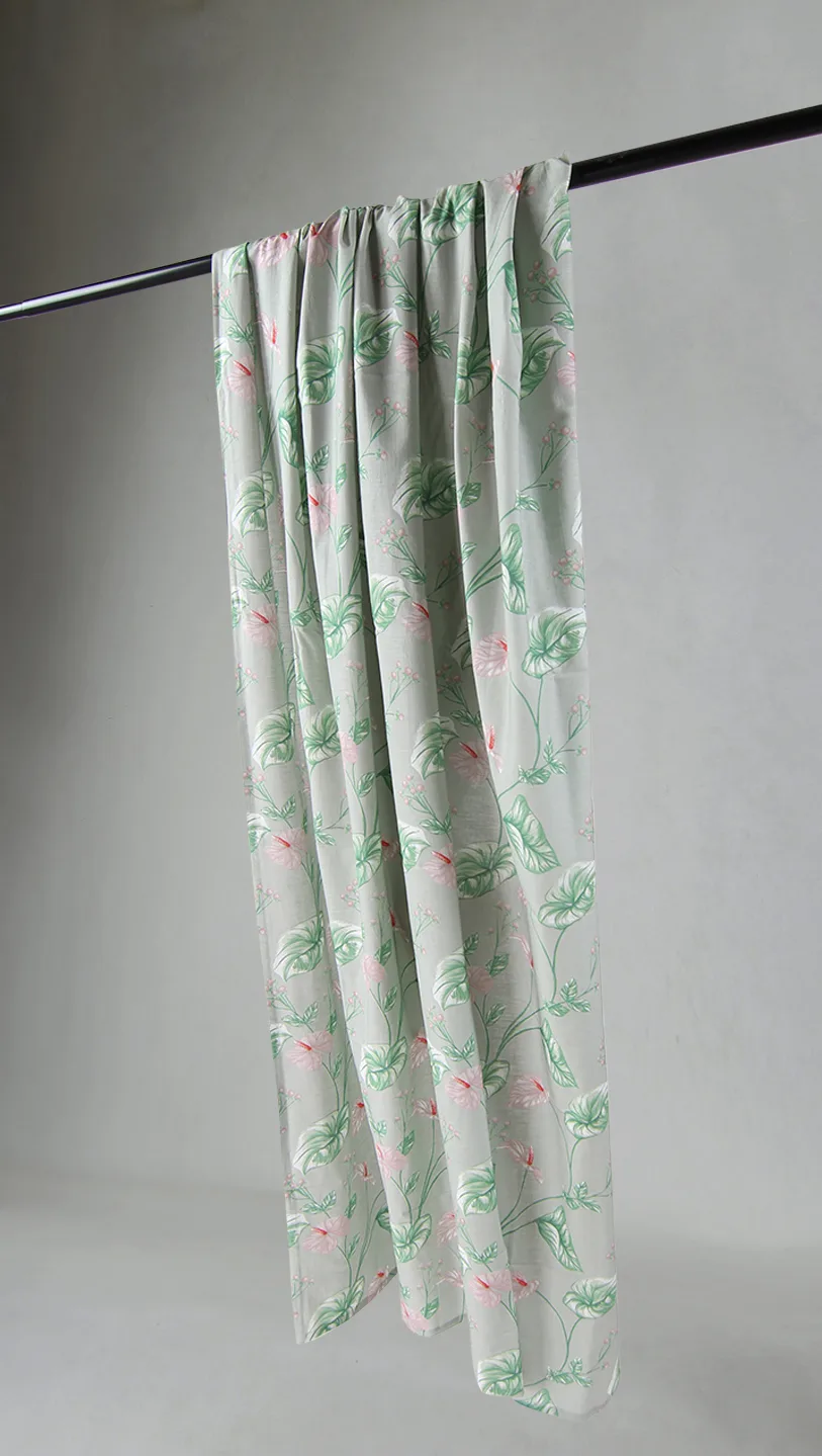 Gardiner - Bomullsgardin Adella (grønn/lilla) (Størrelse: 140 x 250 cm)