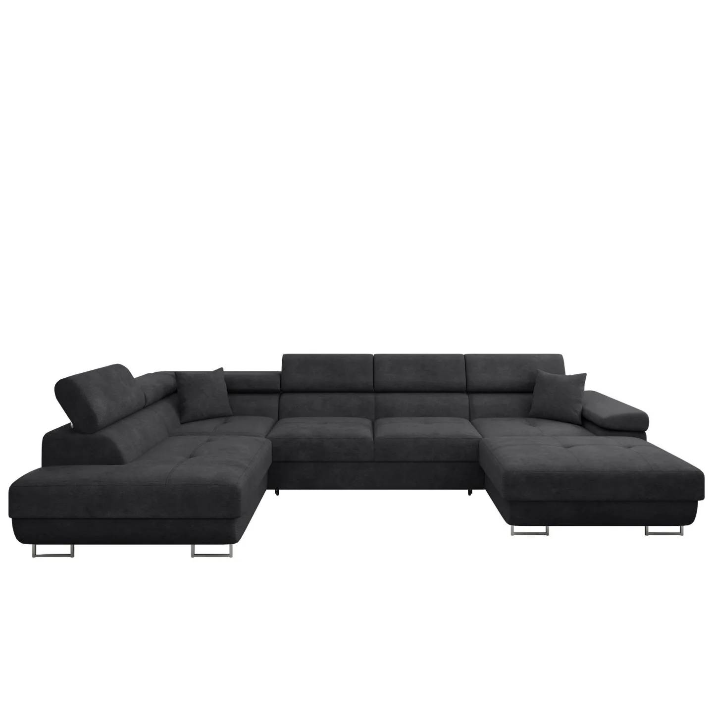 Gabina 5-sits U-formad bäddsoffa med divan och schäslong - svart
