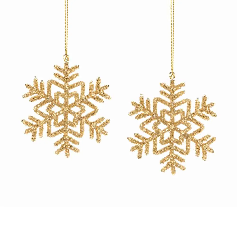 Snöflingor 13 cm Guld set om 2 st