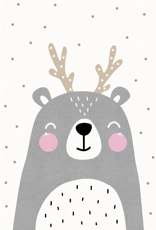 Barneteppe - Happy Bear (hvit) (Størrelse: 160 x 230 cm)