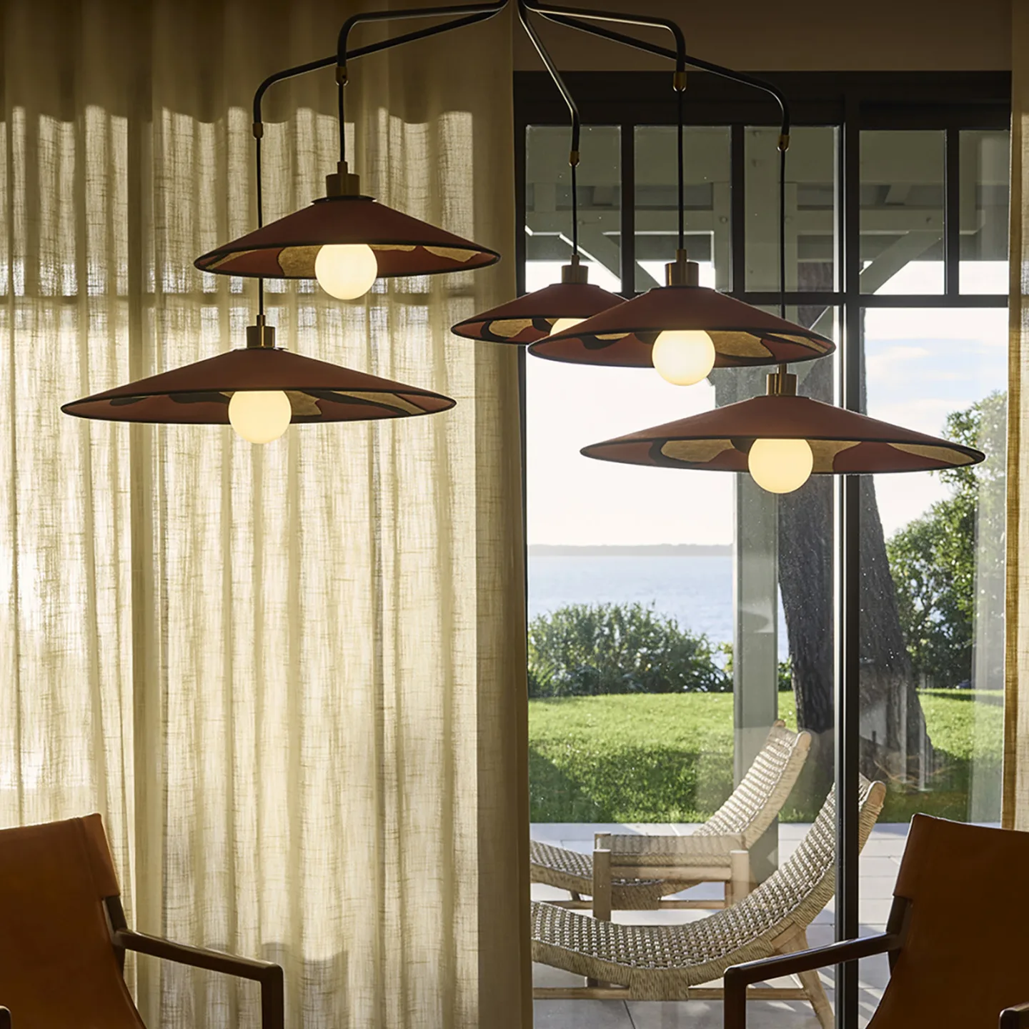 Sonia Laudet hengelampe, massala, 5 lyskilder - MARKET SET - Spisestue - Design - Stoff / Tekstil - Med flere lyskilder