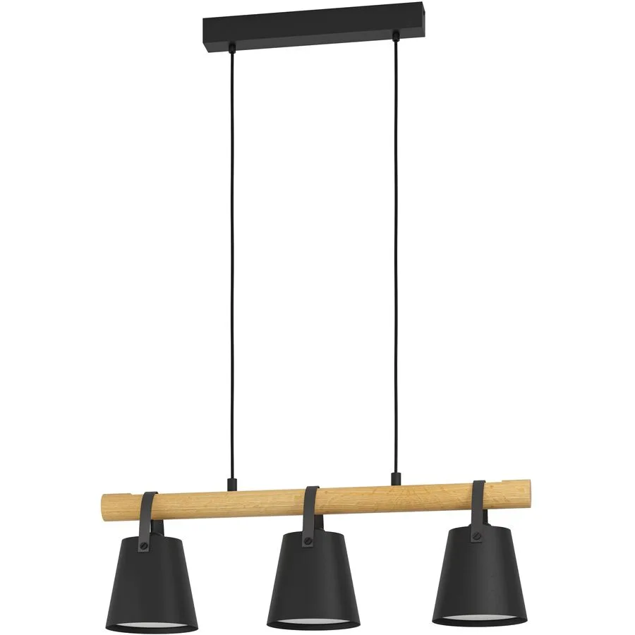 Eglo Pendellampe Boyle Braun/Schwarz/Weiss Stahl/Holz 17 cm 78 cm - Material: Holz/Stahl