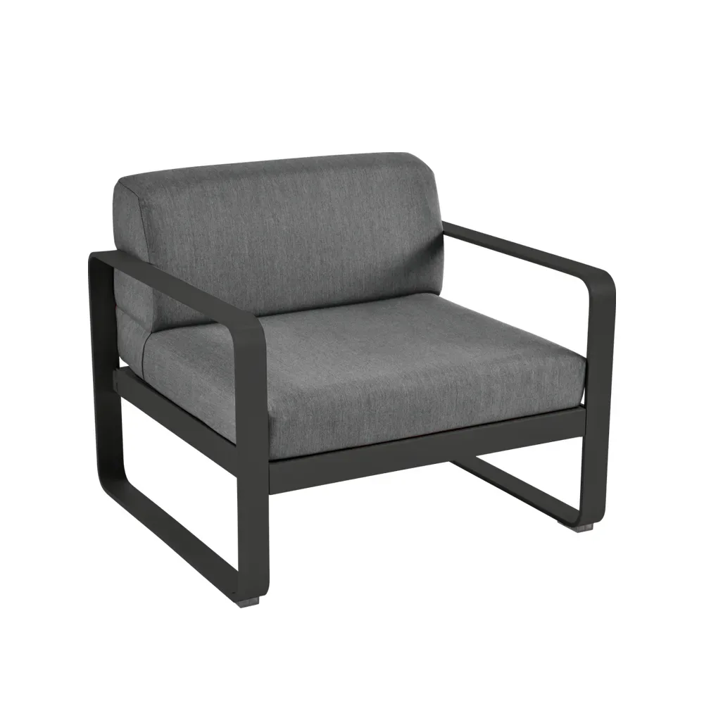 Fermob Bellevie fåtölj Liquorice (svart), graphite grey dyna