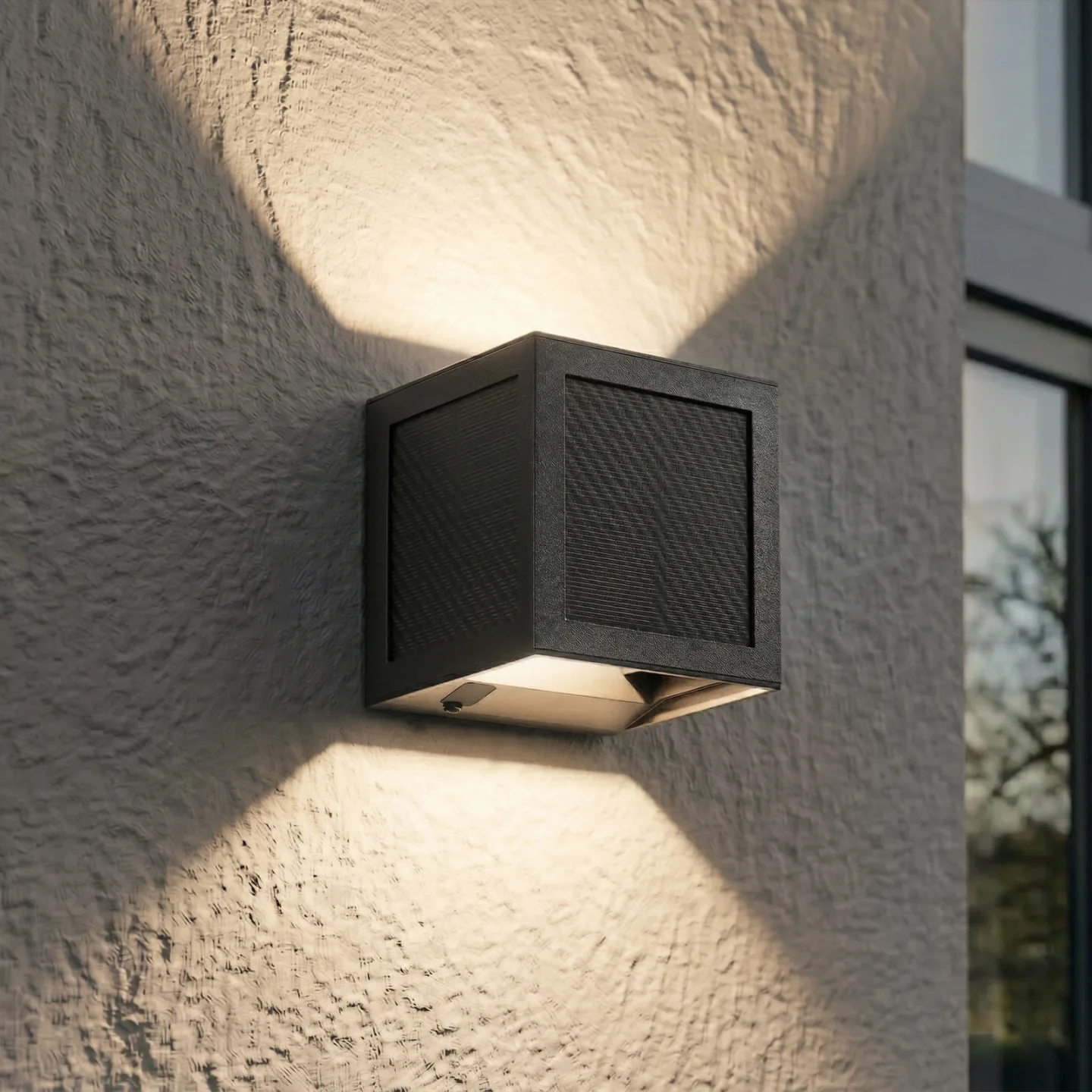 Avvin LED-Solarwandleuchte, Sensor, 10 x 10 cm, schwarz, IP65 - Prios - Modern - Metall - Eckig