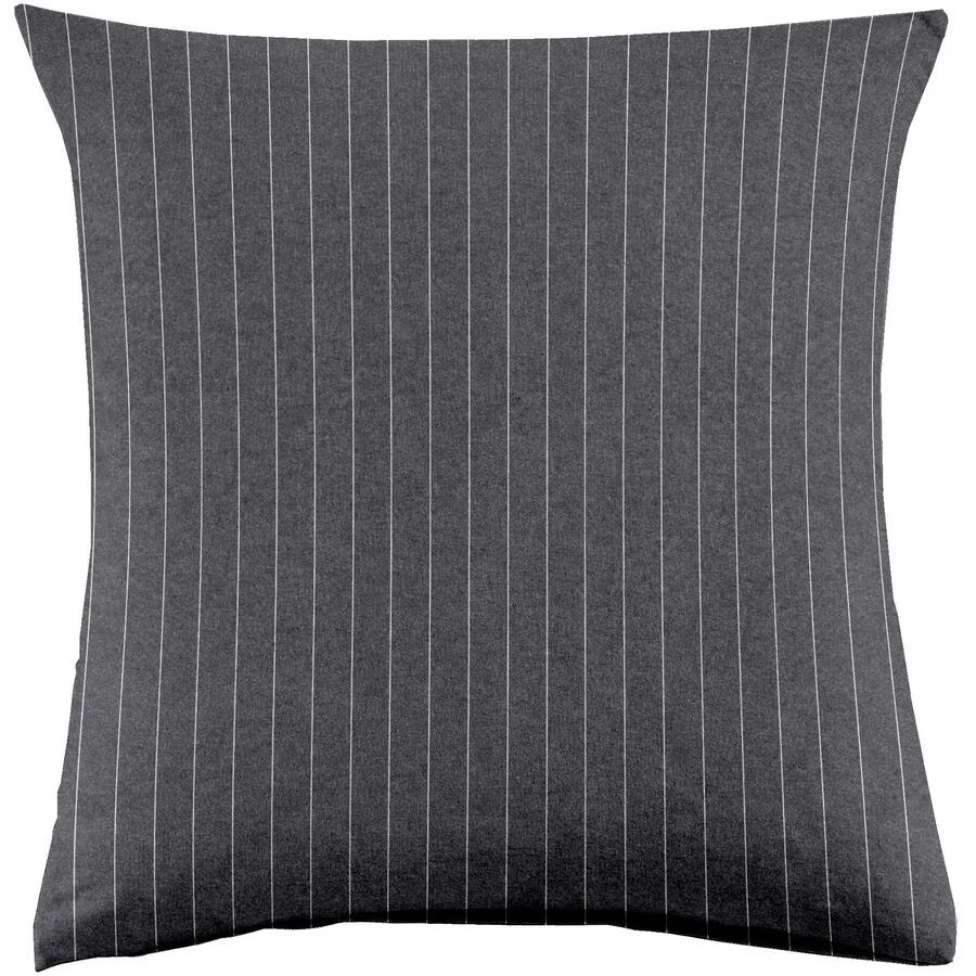 Kissenbezug Emma 65x65cm darkgrey Stripe - Farbe: dunkelgrau - Material: 100% Baumwoll-Flanell, Heather Melange Optik