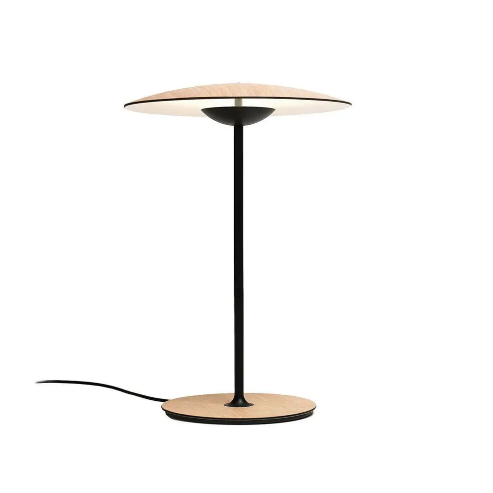 Marset Ginger S bordslampa ek, svart stålstativ