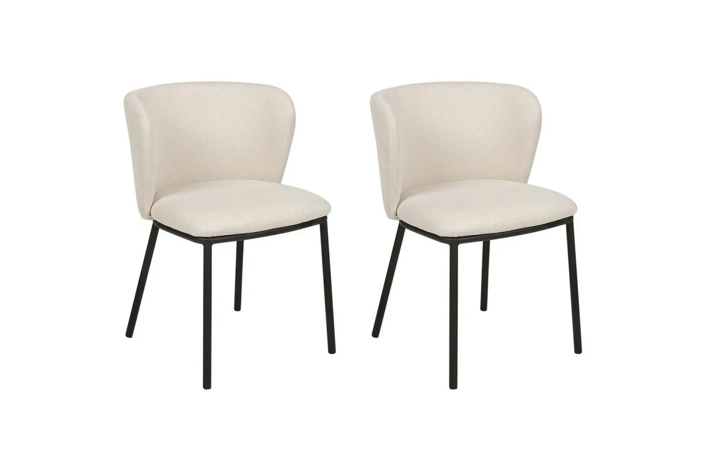 Set med 2 matstolar Mina - Beige, svart/Polyester