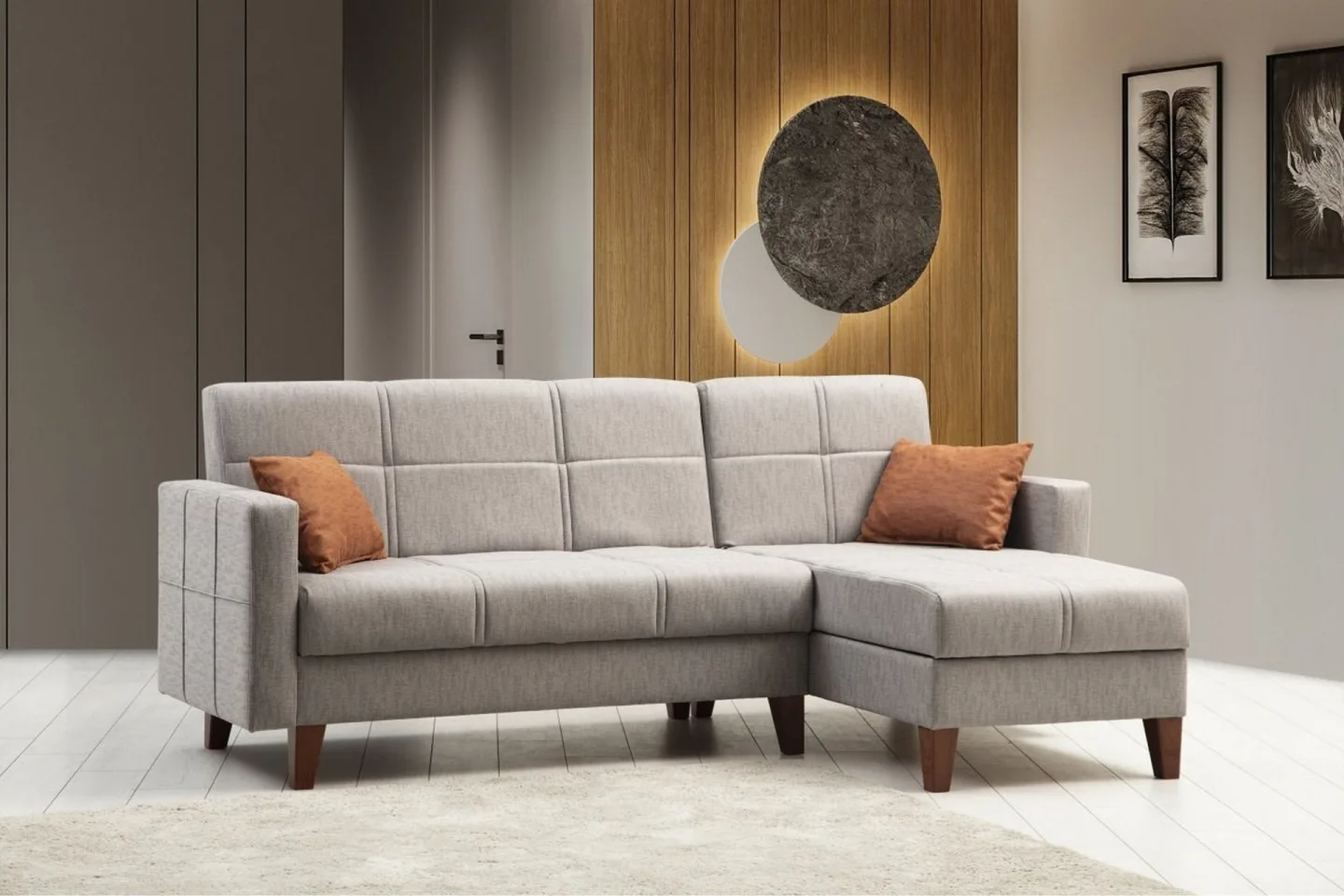 Darcia Bäddsoffa m. Divan 3-sits - Ljusgrå