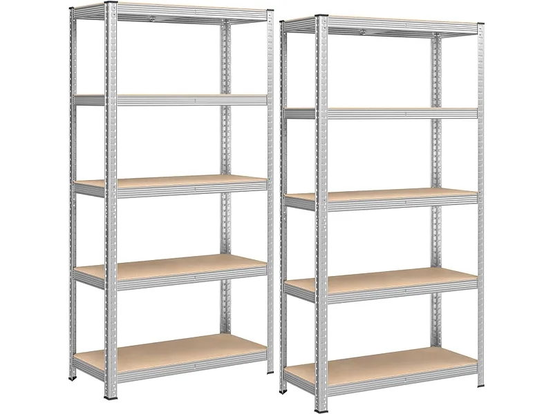SONGMICS Set aus 2 Schwerlastregalen SMART 90x180x40cm mdf teakholz-look