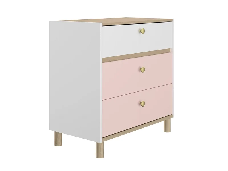 Kommode GAMI ROMY 3 Schubladen 81x82x45cm weiss weiss / eiche