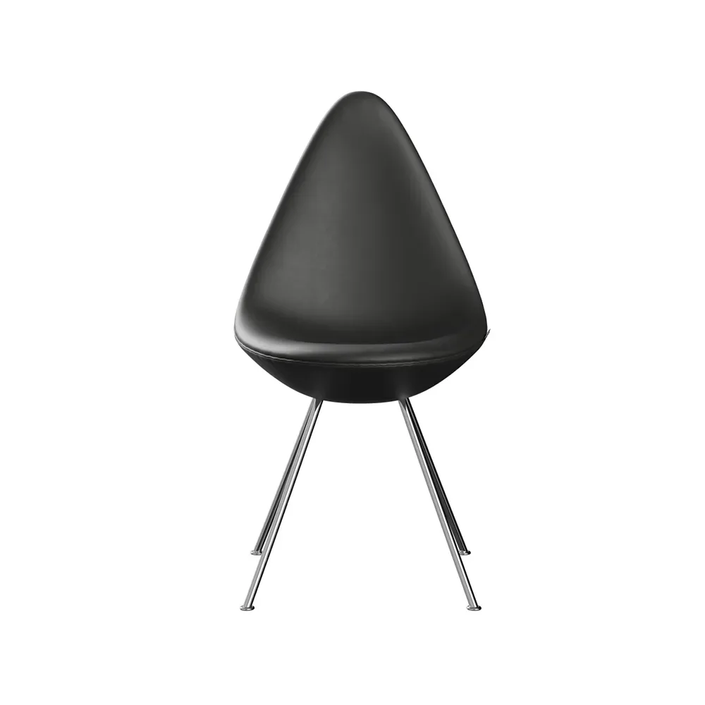 Fritz Hansen Droppen 3110 Helklädd stol Leather essential black-chrome