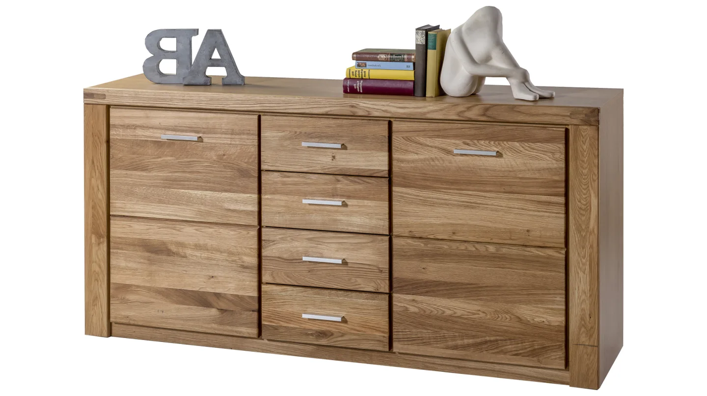 Sideboard mit 4 Schubladen Wildeiche massiv geölt 159 cm - FREYJA