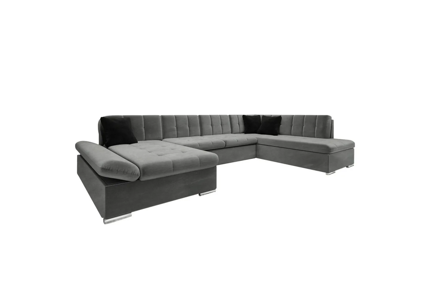 Zumar Soffa med Divan och Schäslong 4-sits - Mörkgrå/Svart