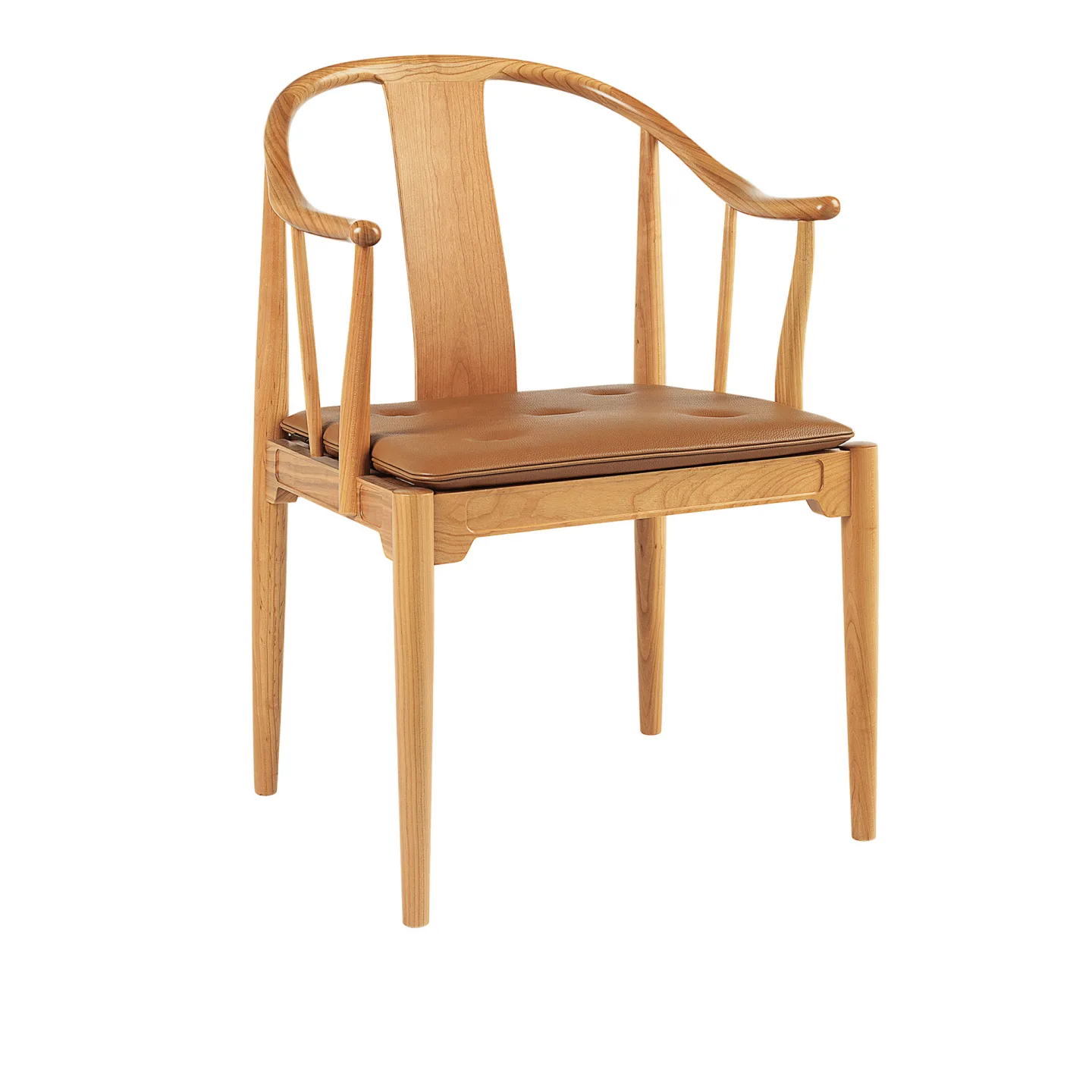 Fritz Hansen - 4283 Kinastolen, Läder, Classic Black, Svartfärgad ask - Matstolar - Hans J. Wegner - Svart - Läder/Trä