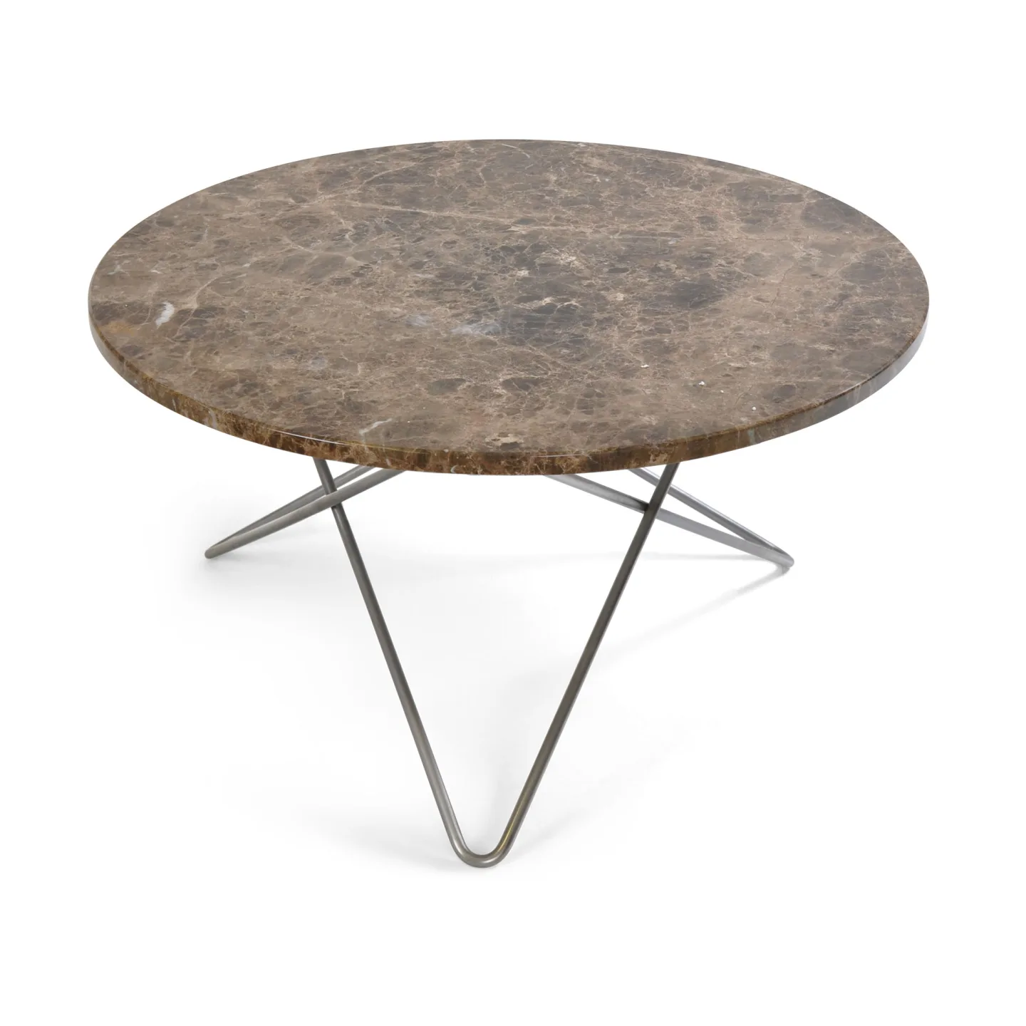 OX Denmarq - O Table, Stainless Steel Frame, Top: Brown Marble - Soffbord - Dennis Marquart - Brun - Metall/Sten