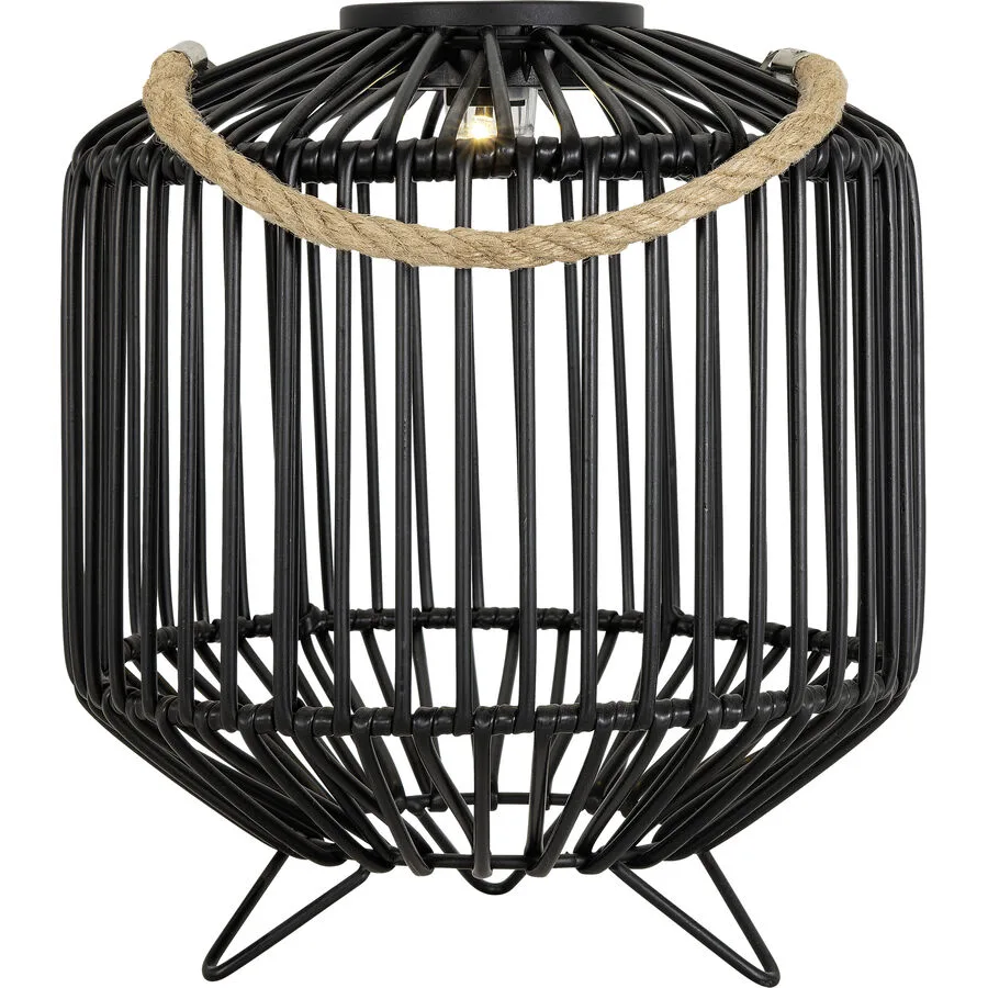 Solarlampe Servio Schwarz Kunststoff 23 cm 26 cm - Material: Kunstrattan - LED - Lichtfarbe: Warmweiss - LED Energiesparlampen