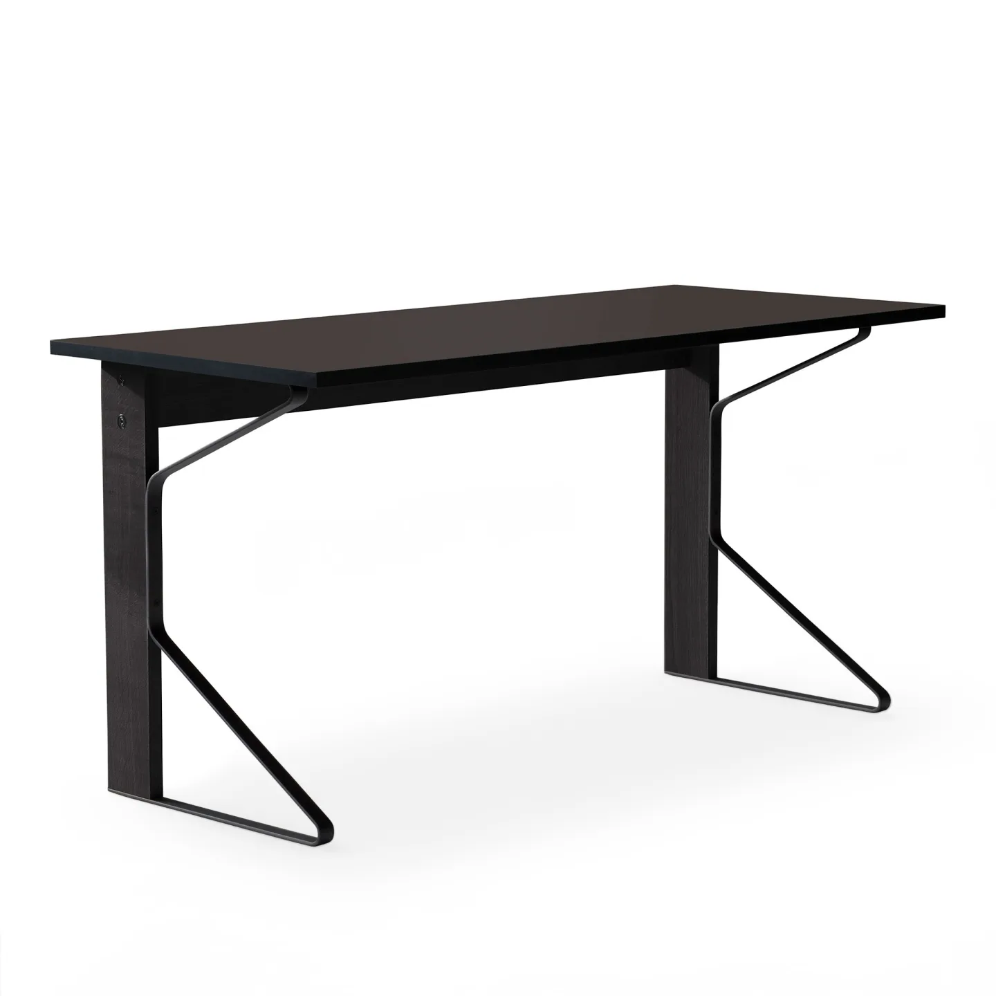 Artek - Kaari Skrivbord Reb 005, Svart linoleum, Svartlackad ek - Skrivbord - Ronan & Erwan Bouroullec - Svart - Metall/Trä