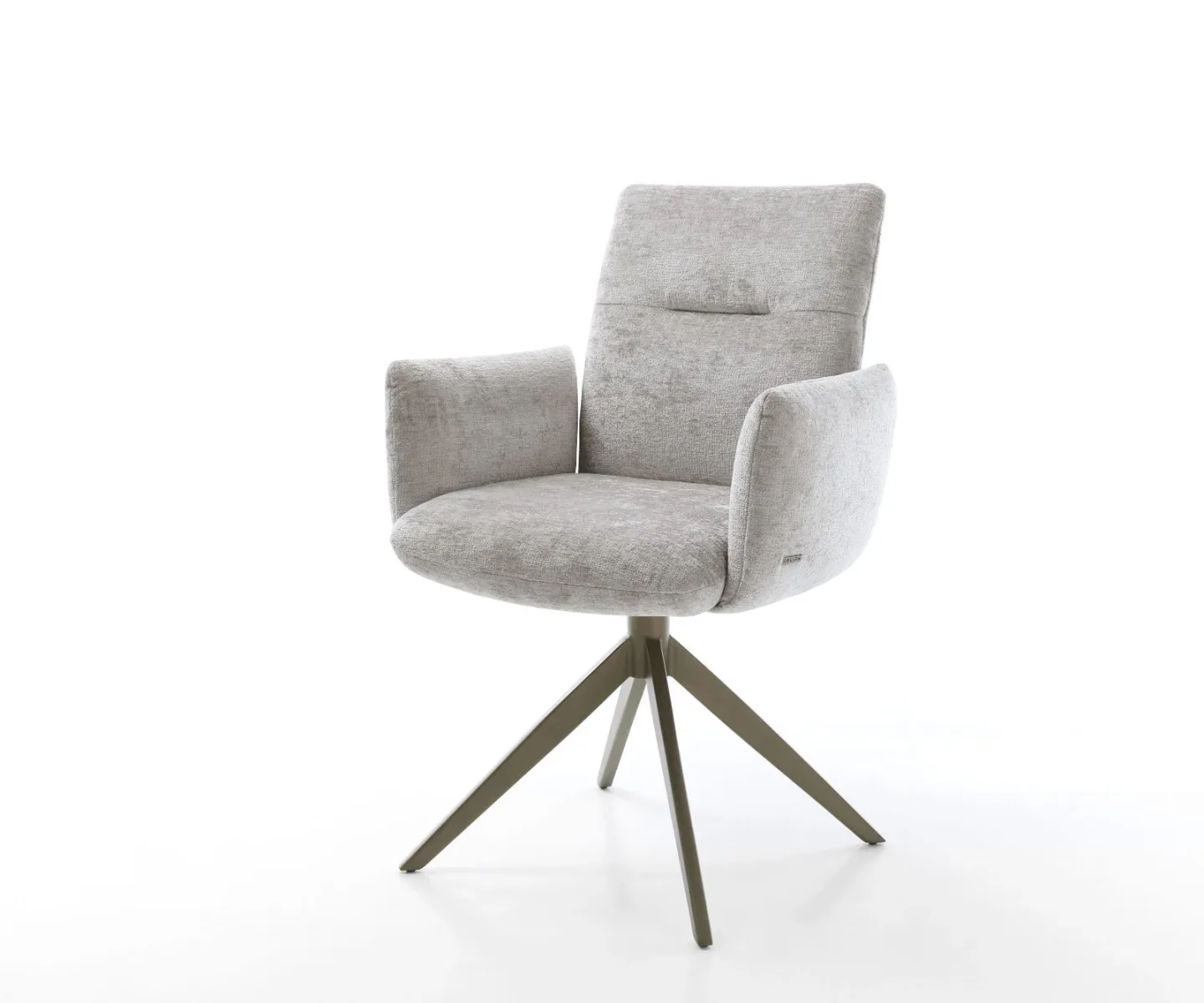 Drehstuhl Jova-Flex mit Armlehnen Chenille Silbergrau Kreuzgestell breit Effektfinish Titan 360° drehbar Wippfunktion Taschenfederkern