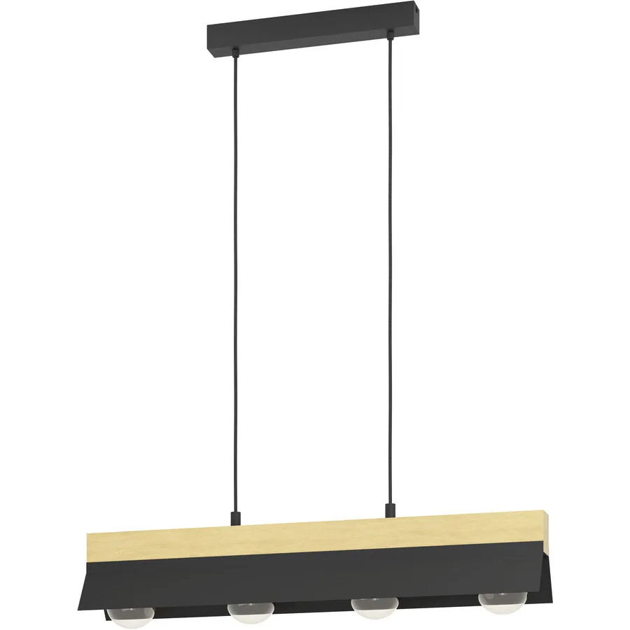 Eglo Pendellampe Tarrafo Braun/Schwarz Stahl/Holz 15 cm 110 cm - Material: Holz/Stahl