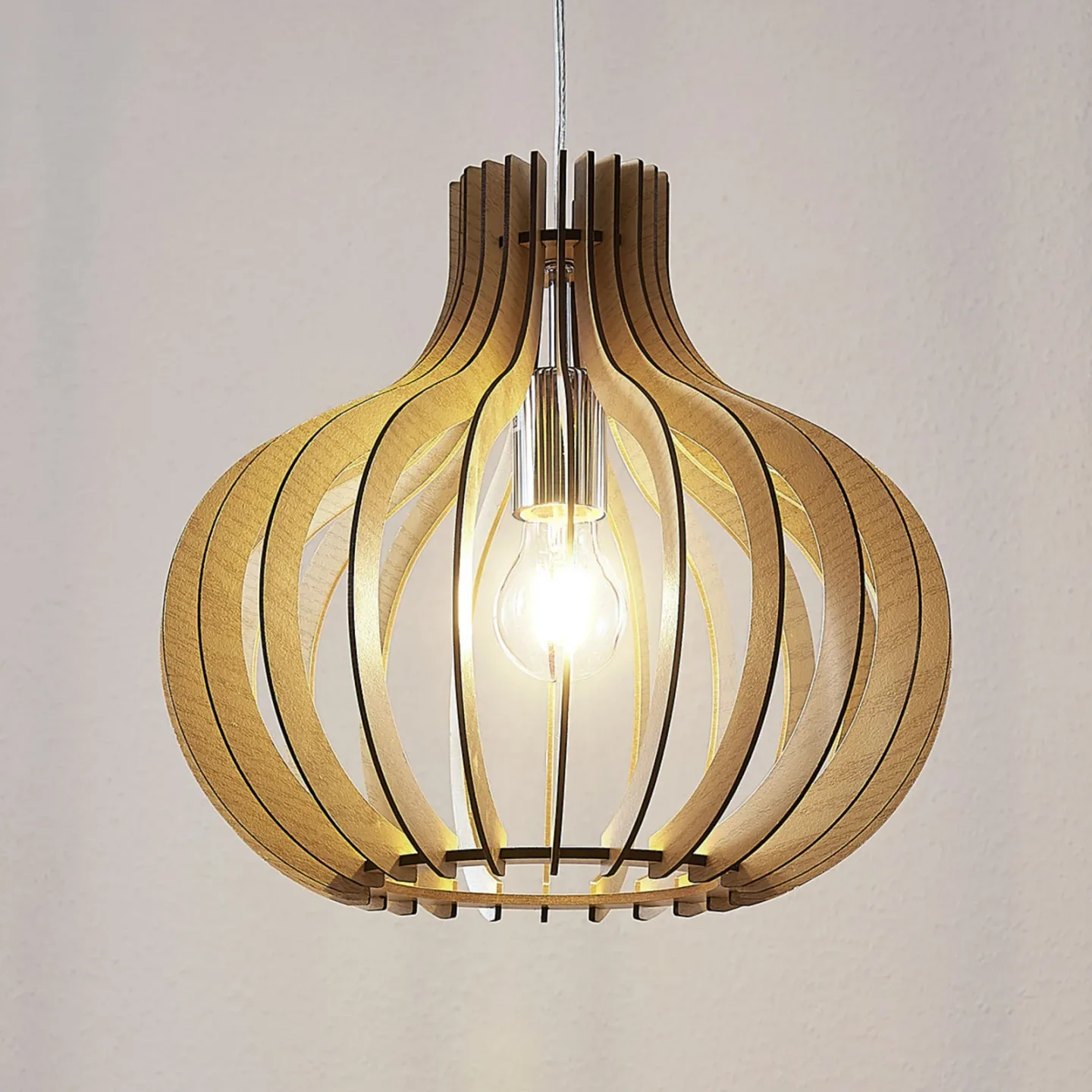 Sina Pendelleuchte Light Wood - Lindby - Wohnzimmer - Skandinavisch - Holz - Einflammig