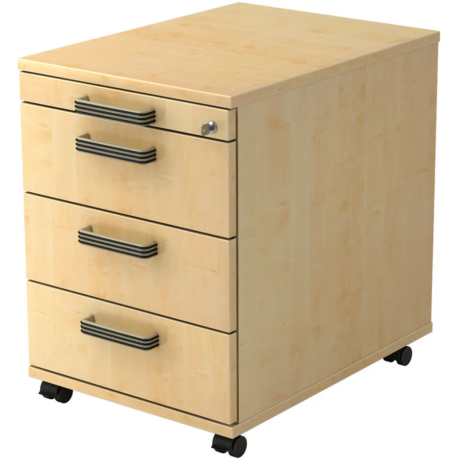 Rollcontainer Office Ahorn Dekor/ Aluminium gebürstet Holzwerkstoff/Kunststoff B 42.8 H 59 cm