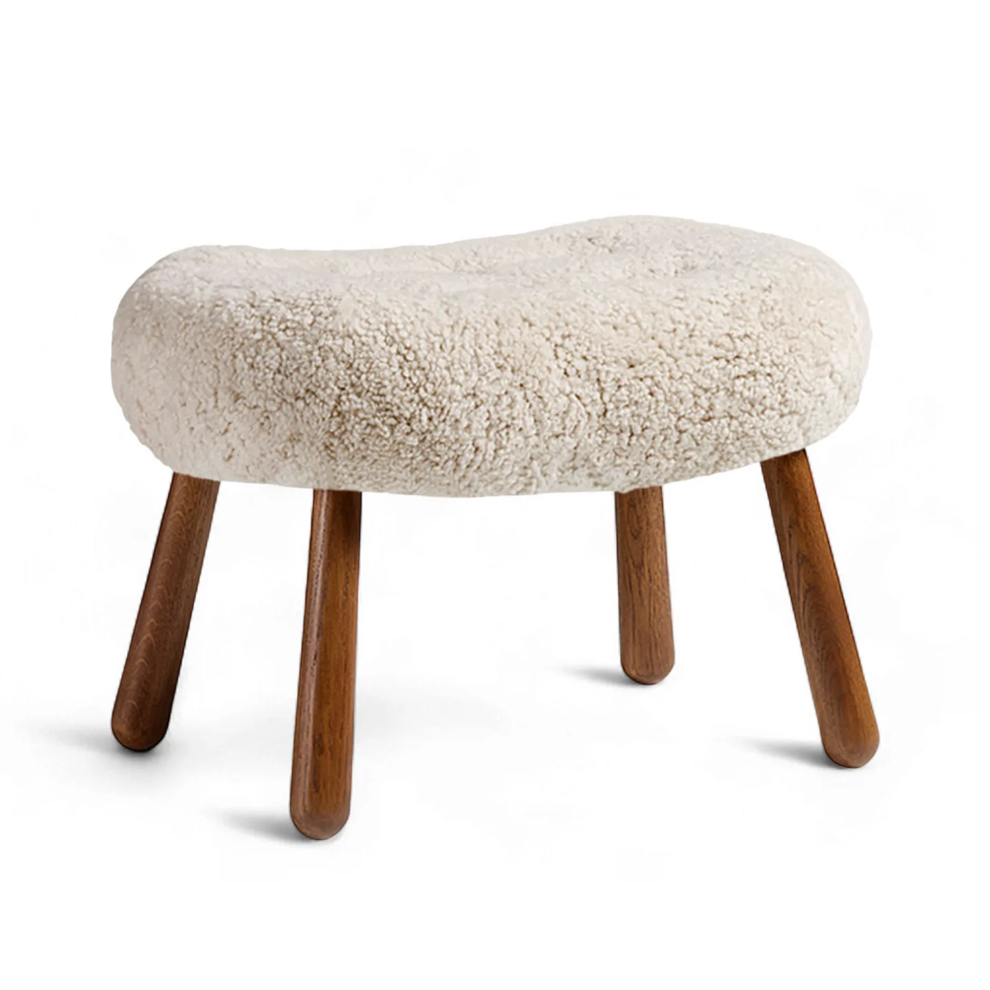 Dagmar - Clam Stool Sheepskin Moonlight Fumed Oak - Fotpallar - Arnold Madsen - Träfärgad - Trä/Textilmaterial