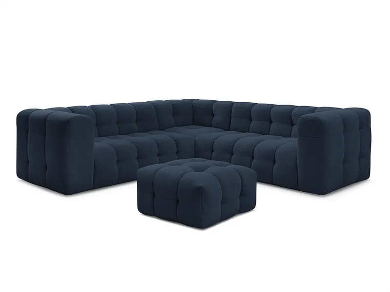 Ecksofa mit Hocker BOBOCHIC CLOUD Stoff dunkelblau