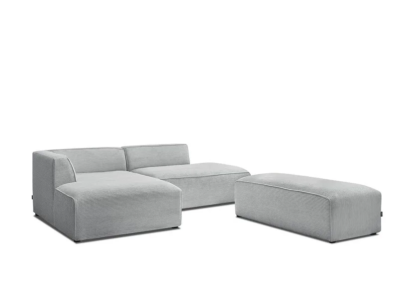 Ecksofa BOBOCHIC MEGEVE Cord-Stoff hellgrau