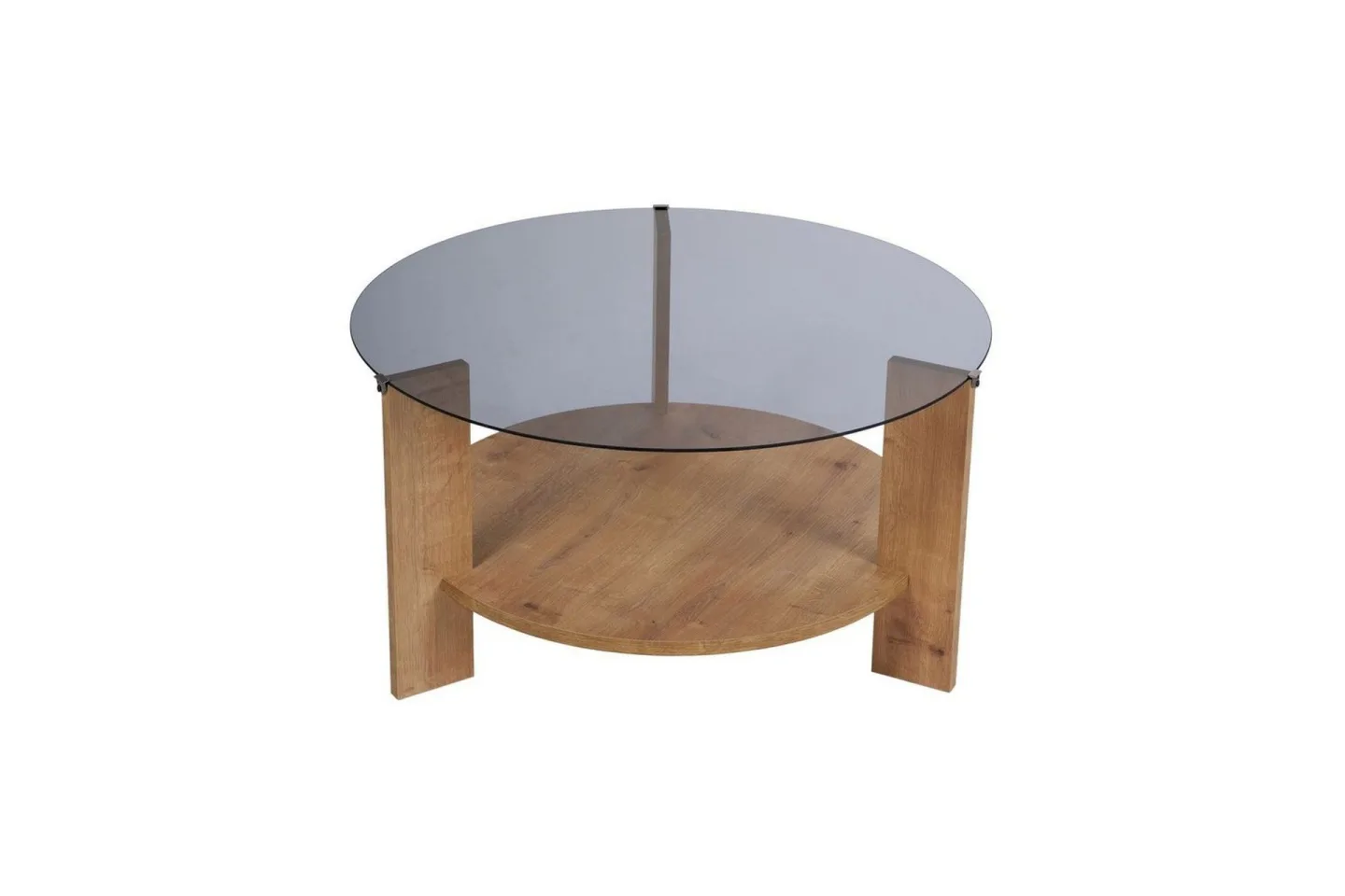 Soffbord Clara 75 cm med Glasskiva - Safir Ek / Rök