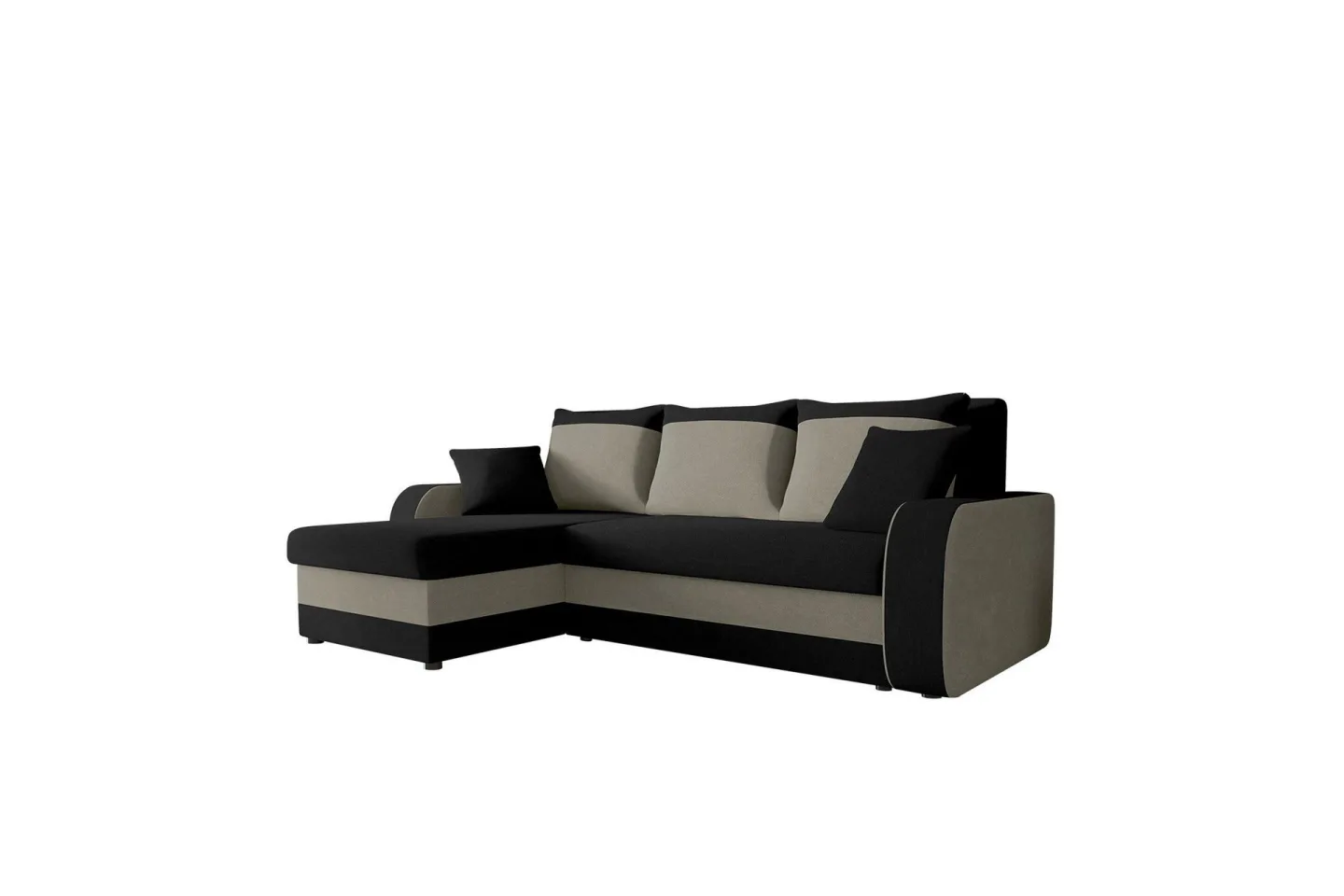 Alvared 3-sits Hörnbäddsoffa Universal - Svart/Grå